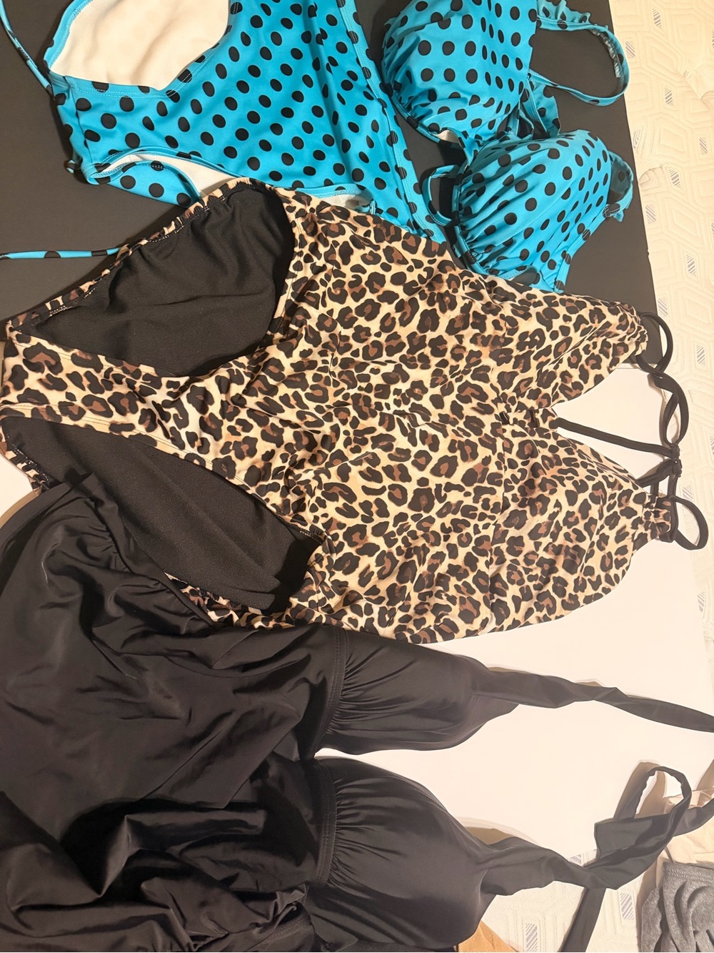 Leopard One-Piece Bodysuit - Black & Brown! Blue with polka dots and one black t